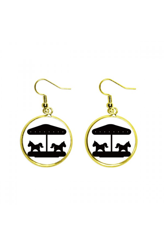 black carousel amusement park outline earring dangle en drop earring jewelry woman