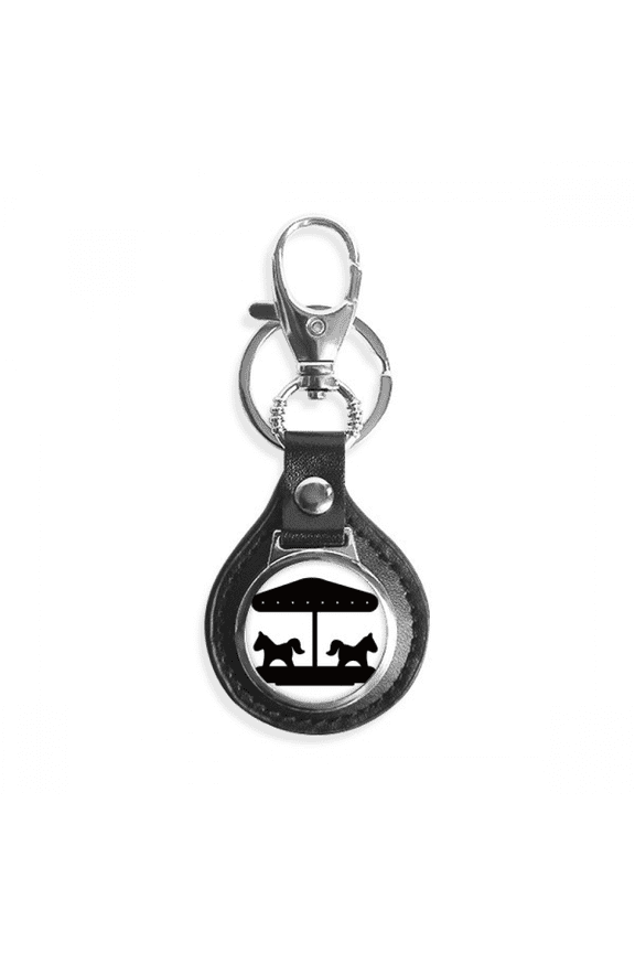 black carousel amusement park outline key link chain keyholder finder hook metal