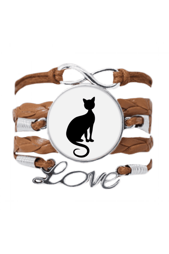 black cat elegant figure animal art outline bracelet love chain ornament wristband