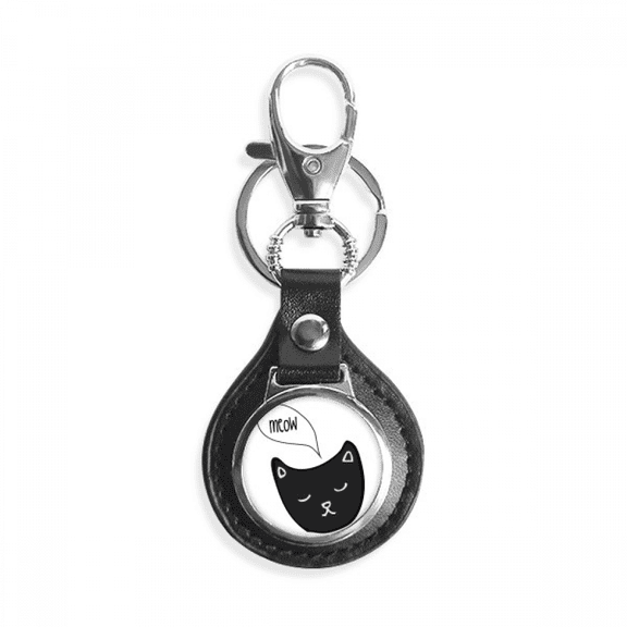 black cat head mewing animal key link chain keyholder finder hook metal