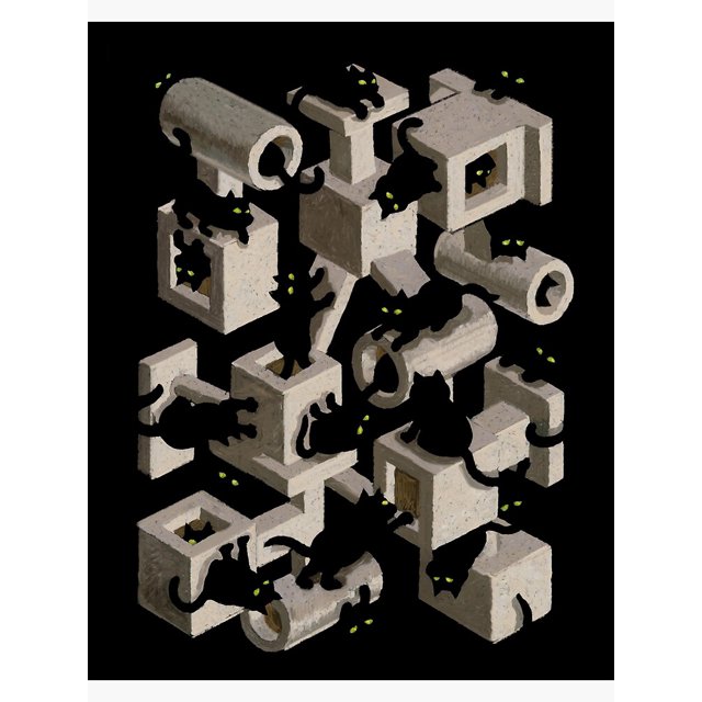 black cat tree optical illusion Fashion Art Decor Frame