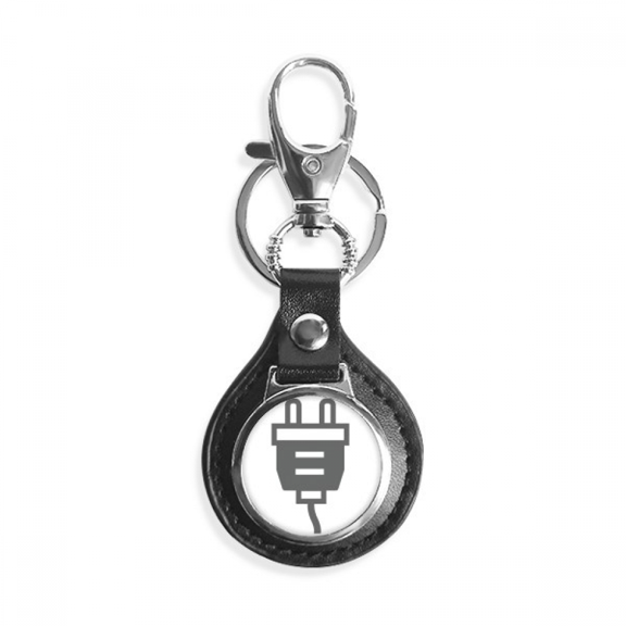 black charging cable plug socket pattern key link chain keyholder finder hook metal