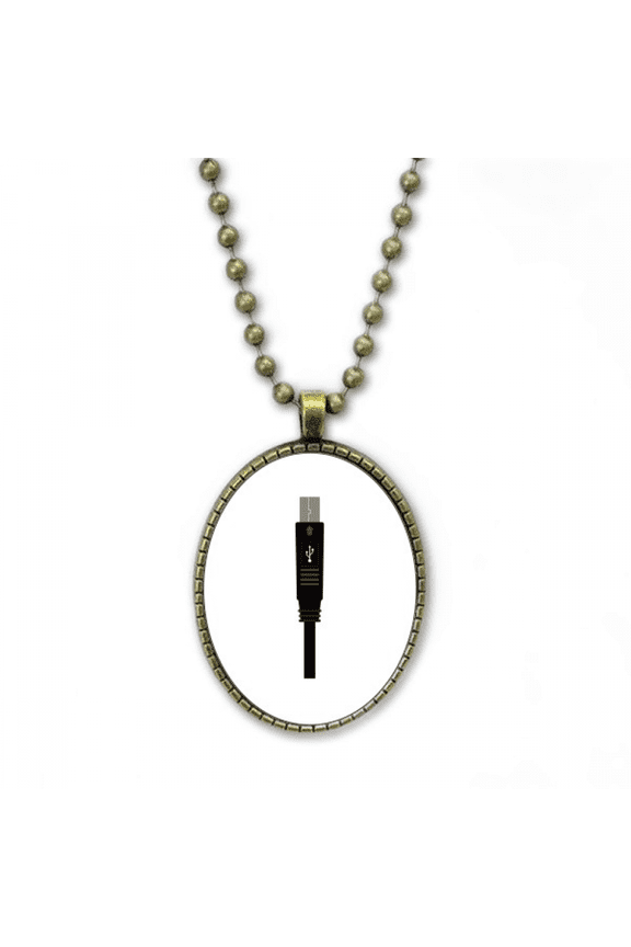 black charging cable usb plug pattern necklace vintage chain bead pendant jewelry collection