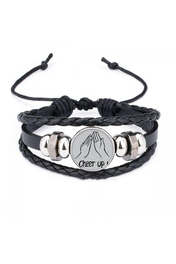 black clap personalized gesture bracelet braided leather woven wristband