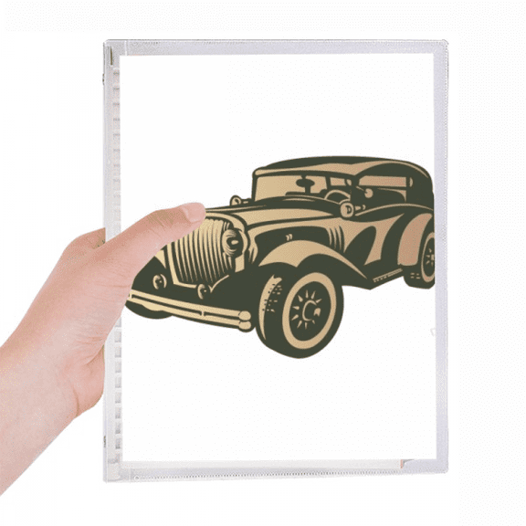 black classic cars outline pattern notebook loose diary refillable journal statiry