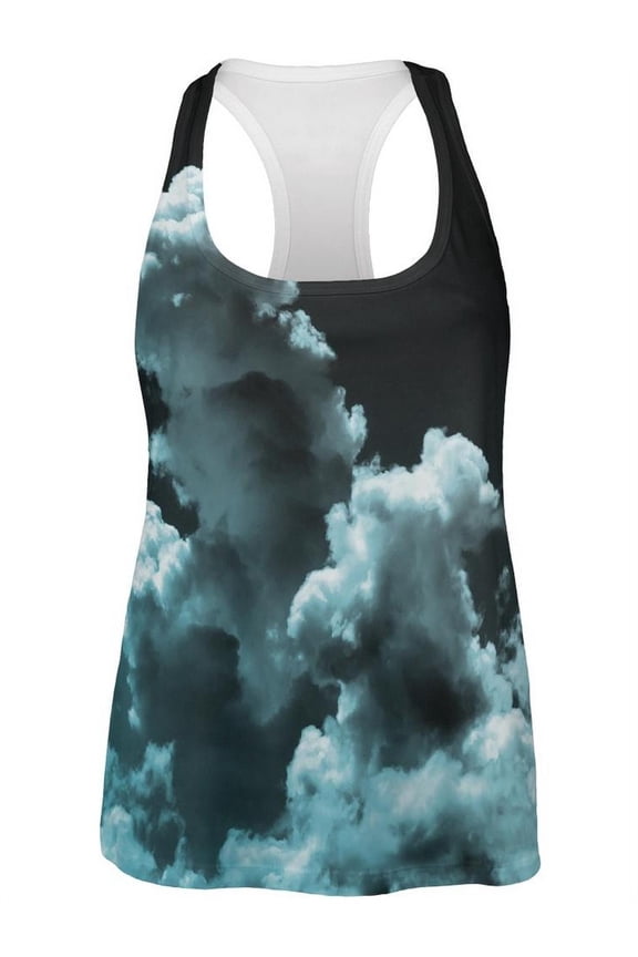 black clouds all over womens racerback tank top
