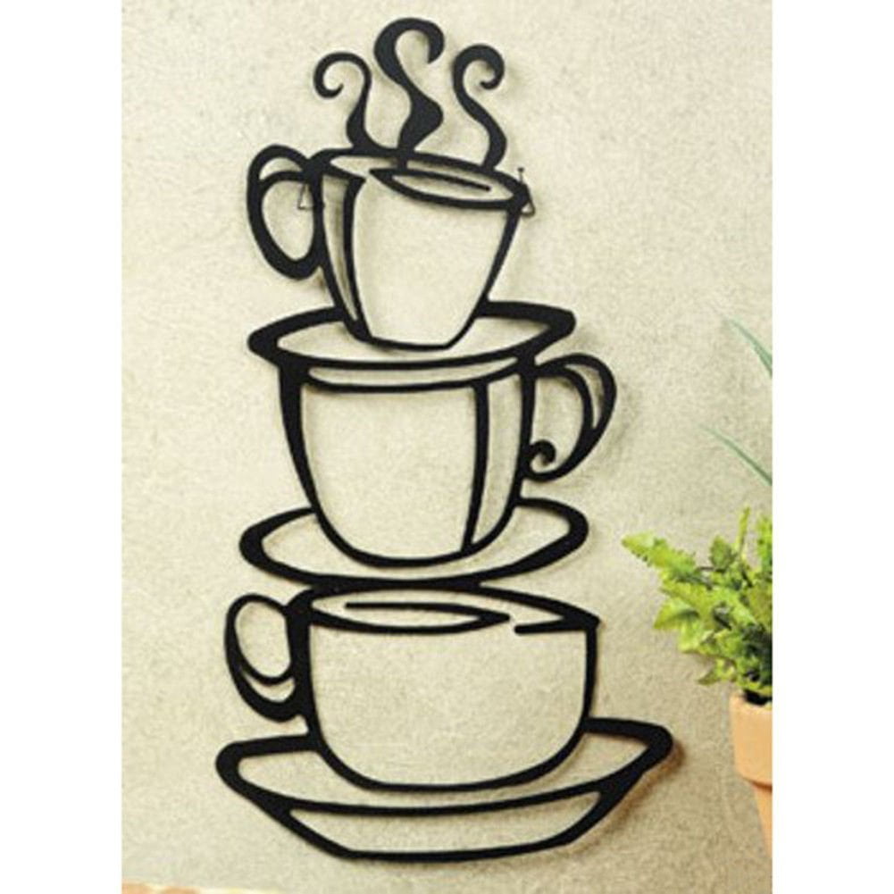 Large Black Metal Art Steaming Coffee Cups Wall Hanging – Creative Bargains