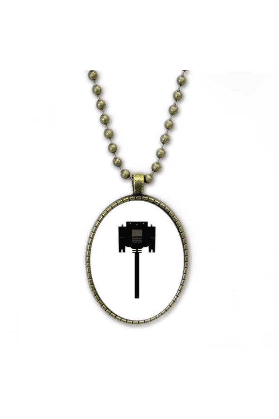 black display screen cable plug necklace vintage chain bead pendant jewelry collection