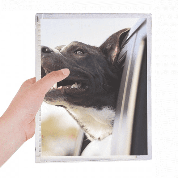 black dog animal photograph picture notebook loose diary refillable journal statiry