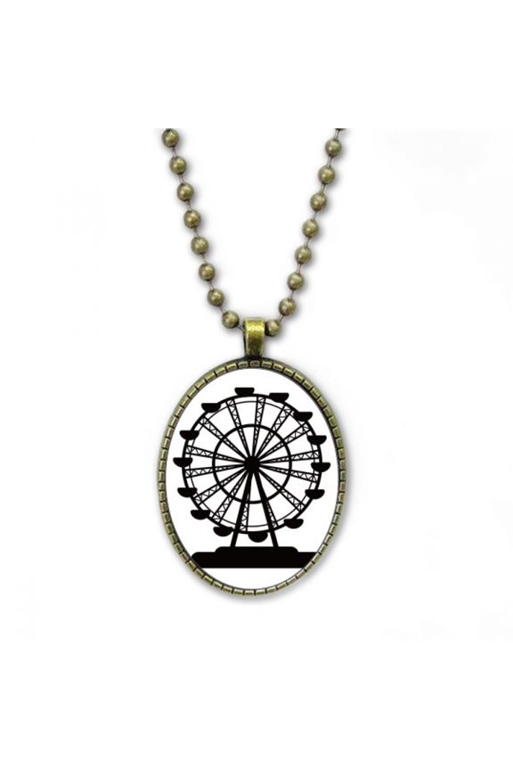 black ferris wheel amusement park outline necklace vintage chain bead pendant jewelry collection