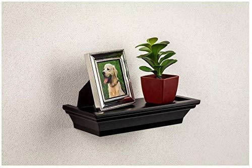 Black Scratch Resistant Plastic Floating Wall Shelf, 8.6 inches