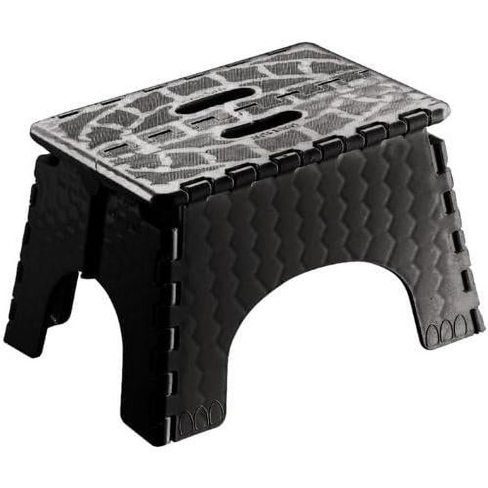 black folding step stool