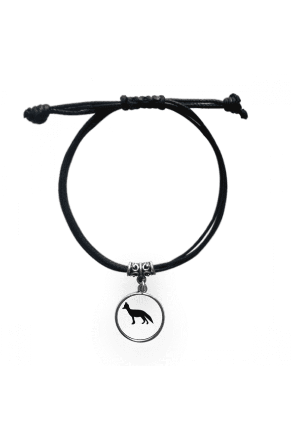 black fox cute animal portrayal bracelet leather wristband black jewelry