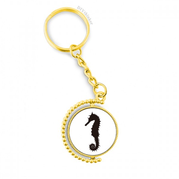 black hippocampus marine life pattern metal connector key chain accessory en keyholder