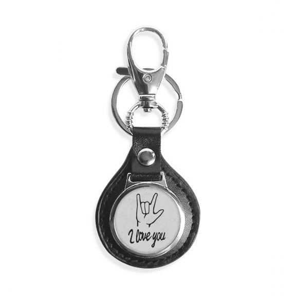 black i love you personalized gesture key link chain keyholder finder hook metal
