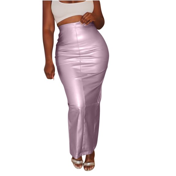 black leather skirt maxi skirt Women's summer trendy Wrap Skirt slim Zipper skirt