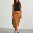 thumbnail image 1 of black leather skirt maxi skirt Women's summer trendy Wrap Skirt slim Zipper skirt, 1 of 8