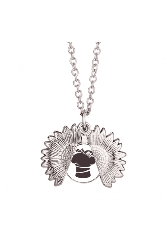 black lemon ice outline sunflower necklace pendant locket jewelry