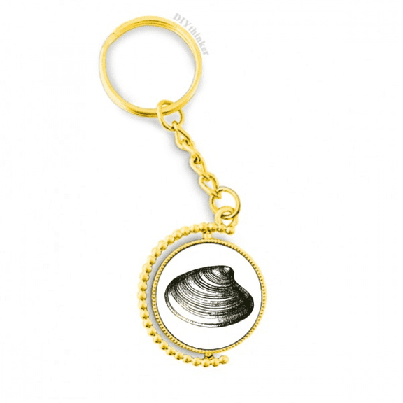 black marine life scallop illustration metal connector key chain  accessory en keyholder