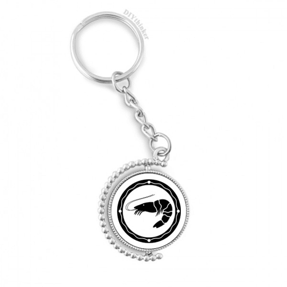 black marine life shrimp illustration rotatable keyholder disc accessories chain clip