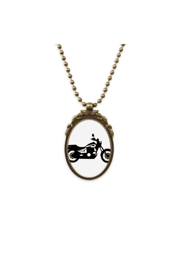 black mechanical motorcycle illustration antique necklace vintage bead pendant keychain