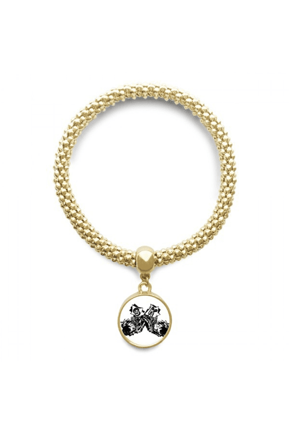 black motorcycle rider motorcycle pattern en bracelet round pendant jewelry chain