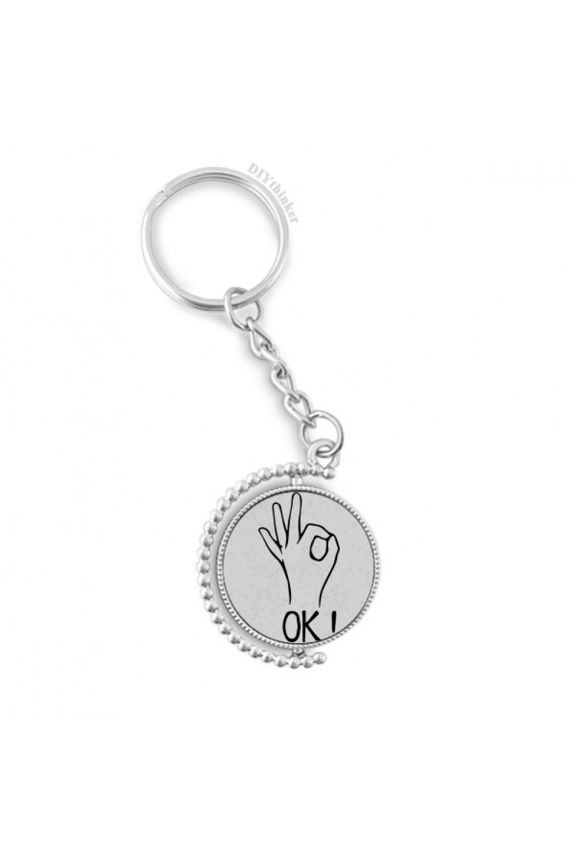 black ok personalized gesture pattern rotatable keyholder disc accessories chain clip