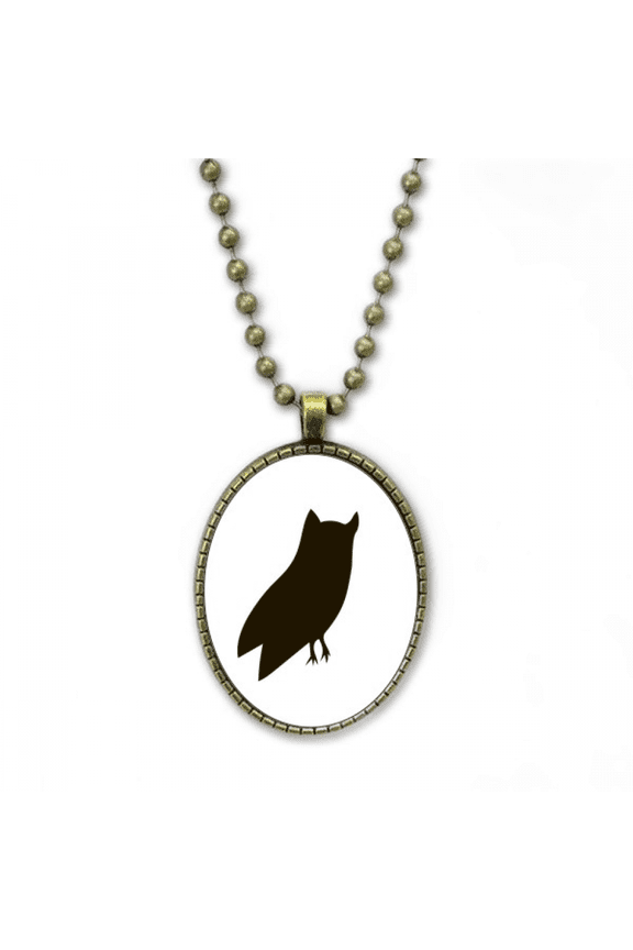 black owl animal portrayal necklace vintage chain bead pendant jewelry collection
