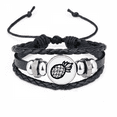 thumbnail image 1 of black pineapple line drawing fruit bracelet braided leather woven wristband, 1 of 3