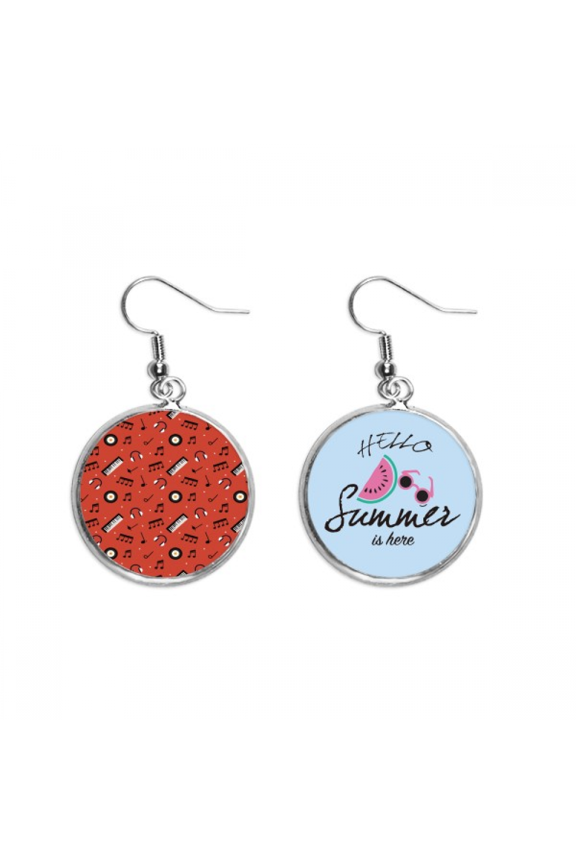 black record and music notes red earring drop summer watermelon earring wear