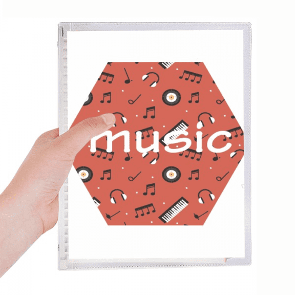 black record and music notes red notebook loose diary refillable journal statiry