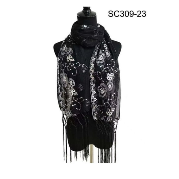 black silver gold Sequin Glitter Beaded Shawl mass Scarf Wrap Veil Forma Party Prom festival rave