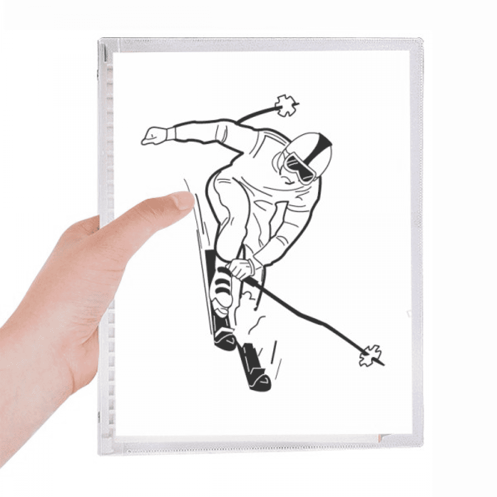 black skiing winter sport pattern notebook loose diary refillable journal statiry