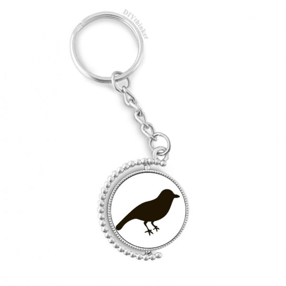 black sparrow animal portrayal rotatable keyholder disc accessories chain clip