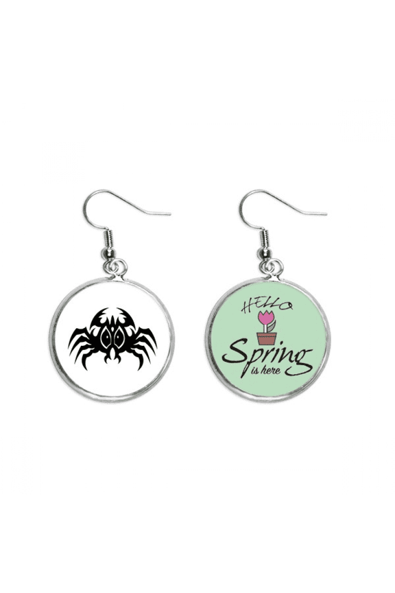 black spider pattern insect illustration decoration dangle season sp earring jewelry