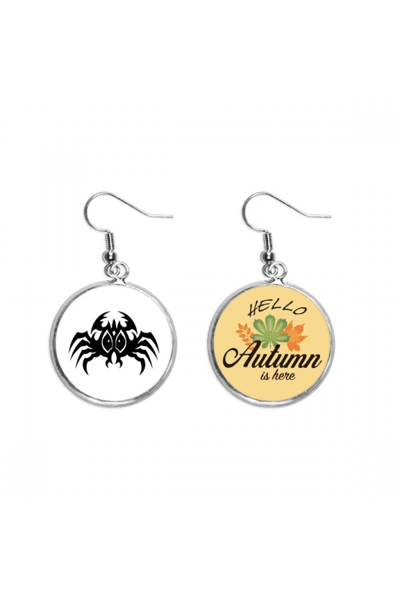 black spider pattern insect illustration earring dangle autumn earring jewelry