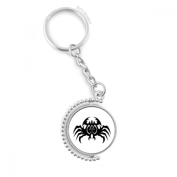 black spider pattern insect illustration rotatable keyholder disc accessories chain clip