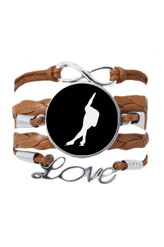 black sport roller skating outline bracelet love chain ornament wristband