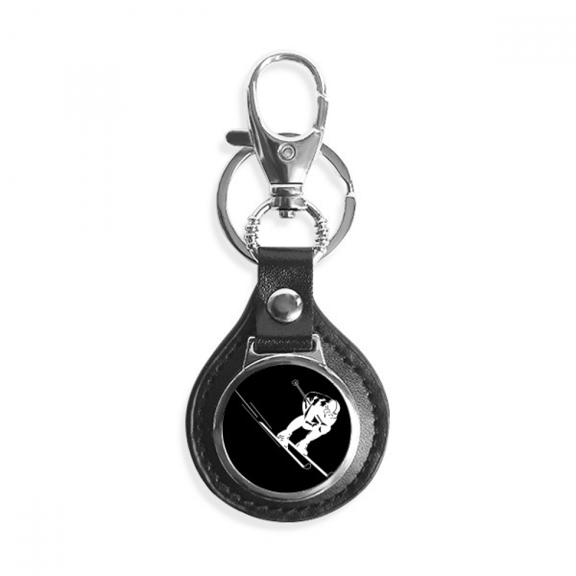 black sport skiing pattern illustration key link chain keyholder finder hook metal