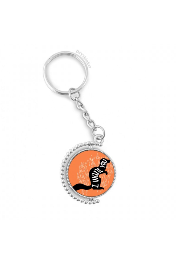 black squirrel animal outline natural rotatable keyholder disc accessories chain clip