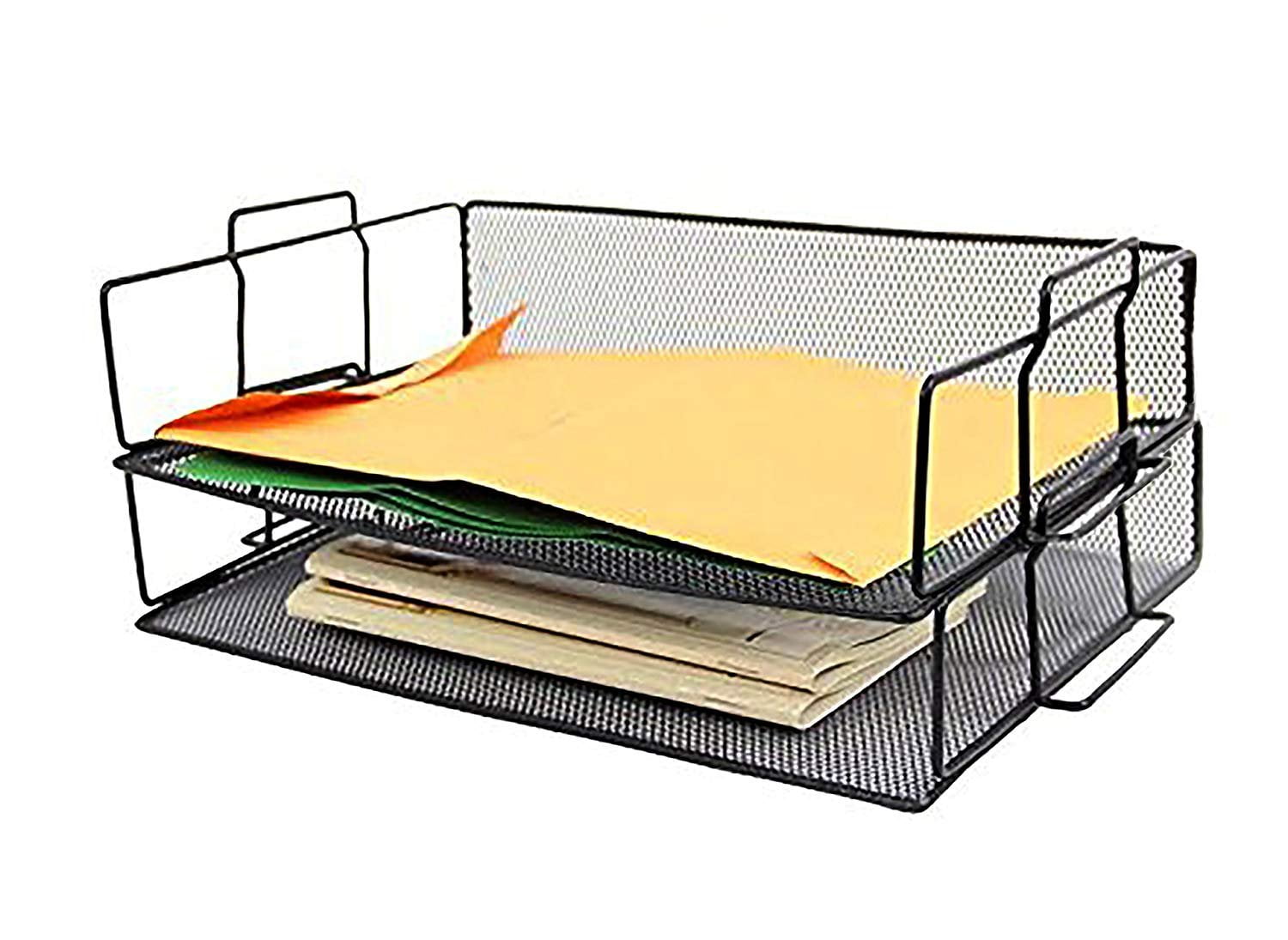black steel mesh 2 tier shelf paper holder, pemium quality desk
