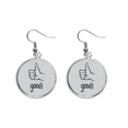 thumbnail image 1 of black thumb personalized gesture ear dangle silver drop ear jewelry woman, 1 of 4