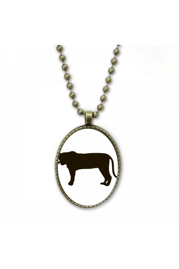 black tiger animal portrayal necklace vintage chain bead pendant jewelry collection