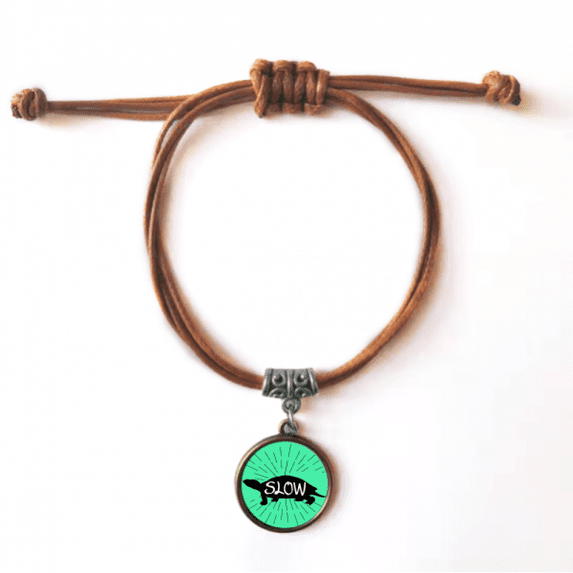 black tortoise animal outline natural bracelet leather hide wristband brown jewelry