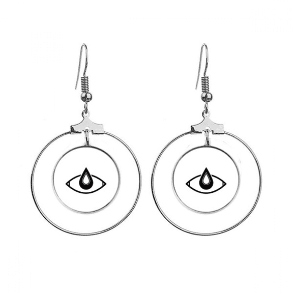 black vector pattern eye decoration earrings dangle hoop jewelry drop circle