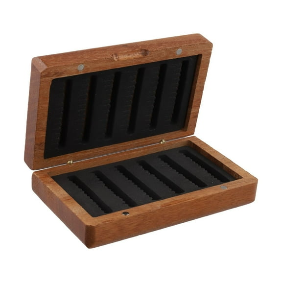 black walnut Fly Fishing Box Fish hook Flies wooden Storage Box Double Side Foam