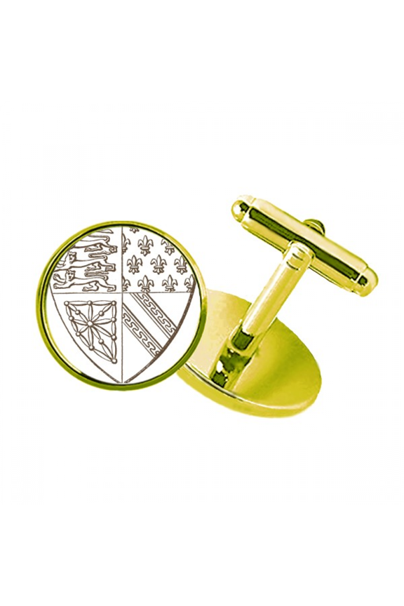 black white baroque art lion shield pattern studded business metal cufflinks en