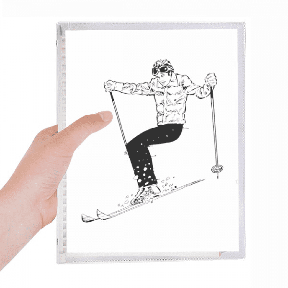 black winter sport skiing pattern notebook loose diary refillable journal statiry