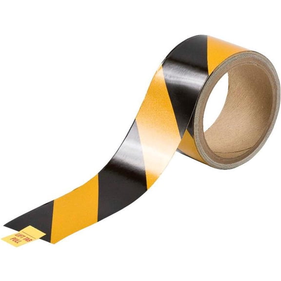 Brady Worldwide B2262162 76308 Reflective Striped Tape - Vinyl, Black & Yellow - 2 in. x 15 ft.