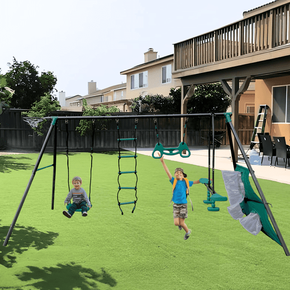 Ndrfhaj Swing Set Face to Face Metal Plastic Safe Swing Seat 550 lb for Outdoor Playground 3+ Years